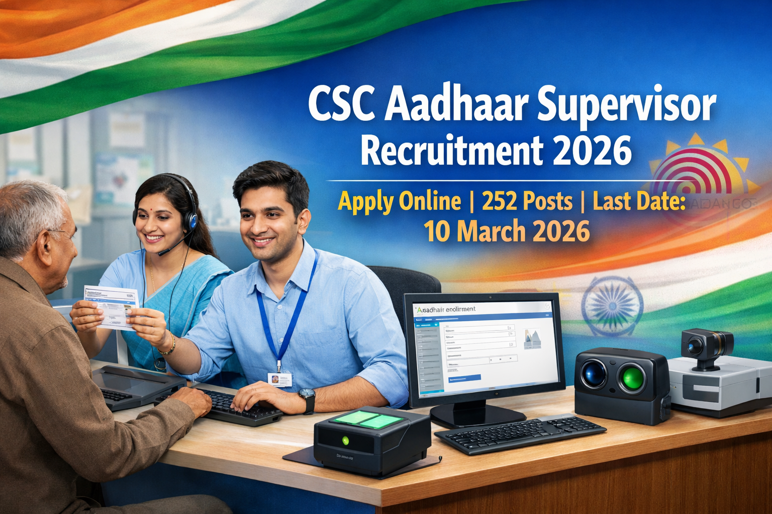 CSC ಆಧಾರ್ ಸೂಪರ್‌ವೈಸರ್ ನೇಮಕಾತಿ 2026 – 252 ಹುದ್ದೆಗಳು
